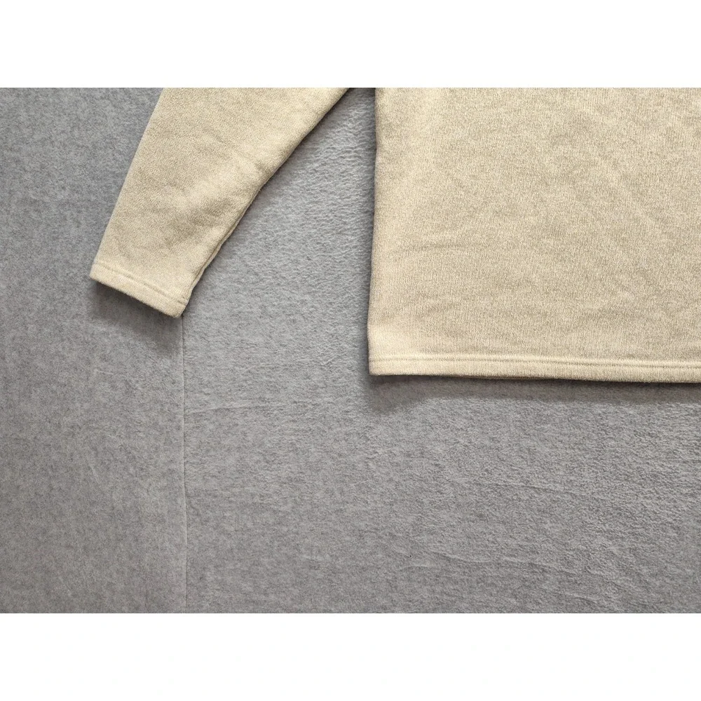 IZOD Men‎ Sweater L Tan Heather Therma Soft Fleece 1/4 Zip High Neck Pullover